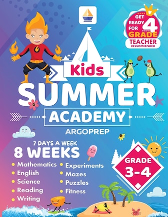 Kids Summer Academy by ArgoPrep - Grades 3-4: 8 Weeks of Math, Reading, Science, Logic, and Fitness Online Access Included Prevent Summer Learning Loss