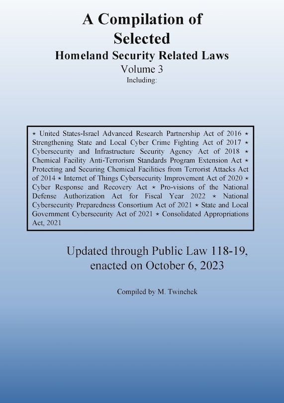 Couverture_Compilation of Homeland Security Related Laws Vol. 3