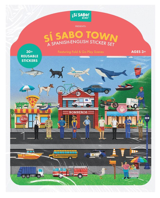 Front cover_Sí Sabo Town: A Bilingual Reusable Sticker Play Set