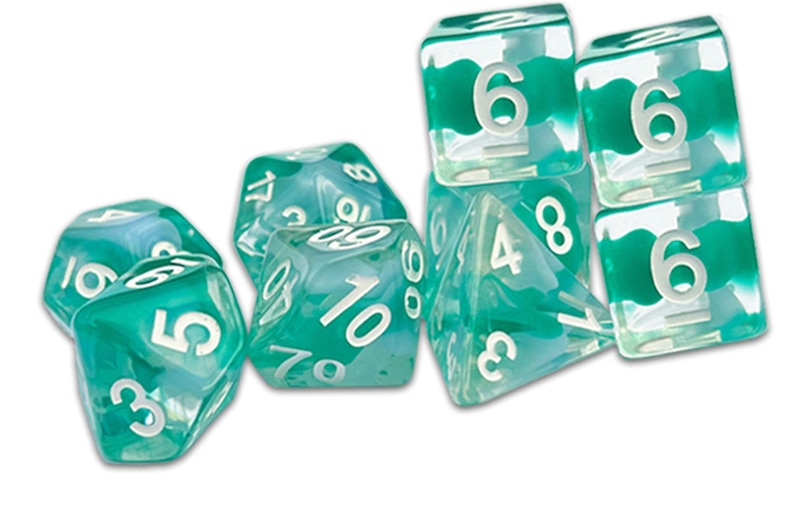 Front cover_Thracian Azure Swirl Dice - Traditional 9-Set