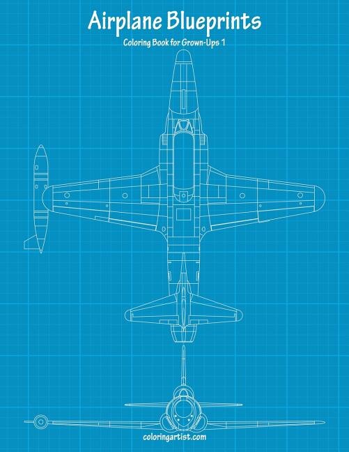 Front cover_Airplane Blueprints Coloring Book for Grown-Ups 1