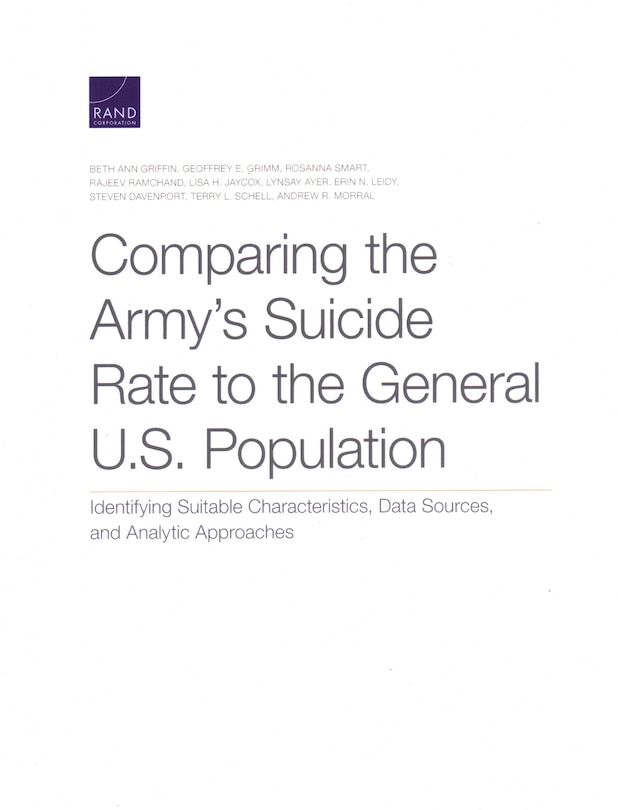 Couverture_Comparing the Army’s Suicide Rate to the General U.S. Population