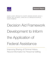 Front cover_Decision Aid Framework Development to Inform the Application of Federal Assistance