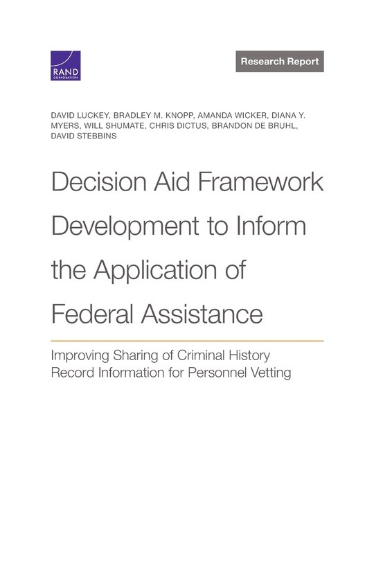 Front cover_Decision Aid Framework Development to Inform the Application of Federal Assistance