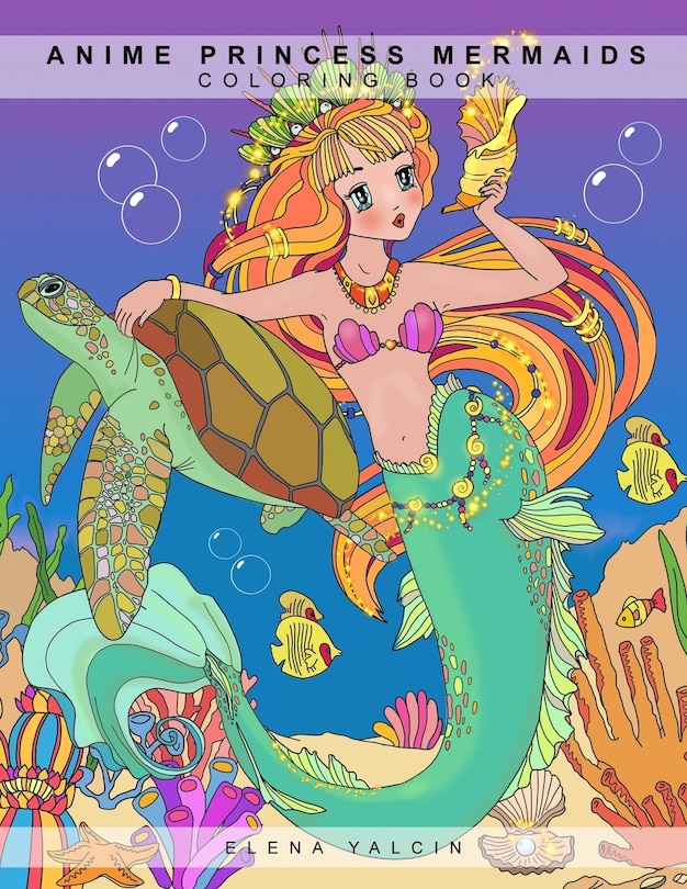 Front cover_Coloring book ANIME Princess Mermaids