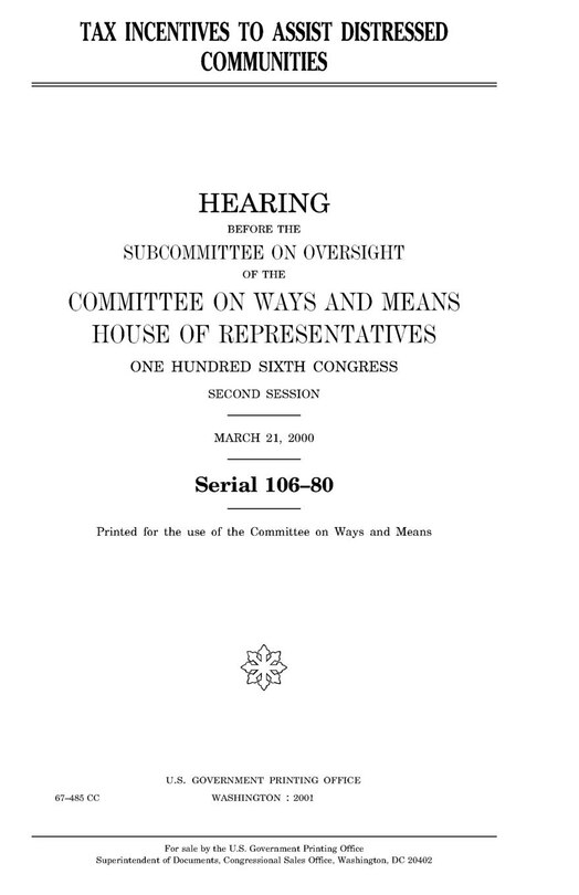 Couverture_Tax incentives to assist distressed communities