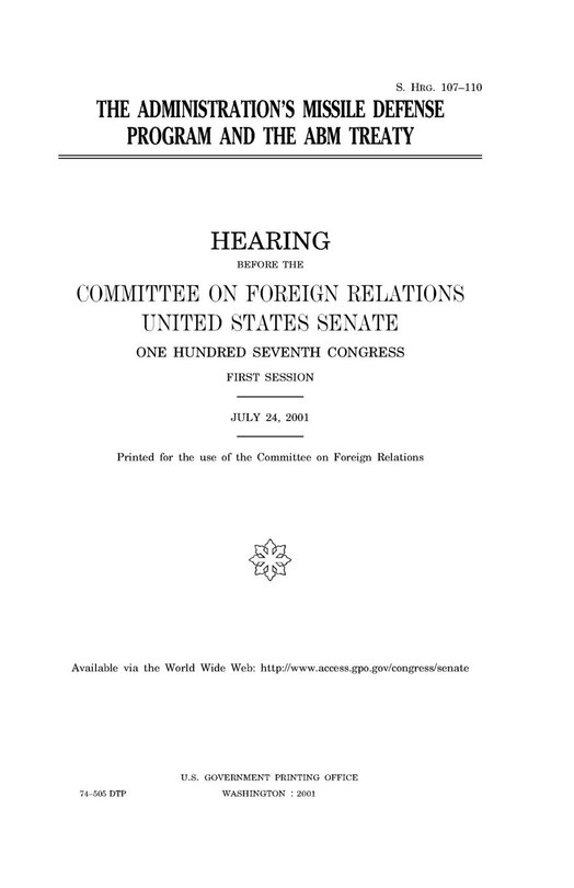 Couverture_The administration's missile defense program and the ABM Treaty