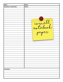 Cornell Notebook Paper: College Ruled Composition Notebook, 110 Cornell Note Paper Pages, 8.5 X 11, Durable Matte Cover