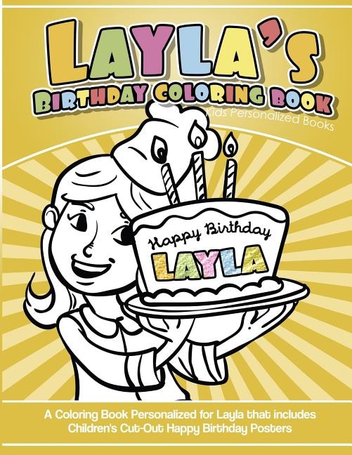 Front cover_Layla's Birthday Coloring Book Kids Personalized Books