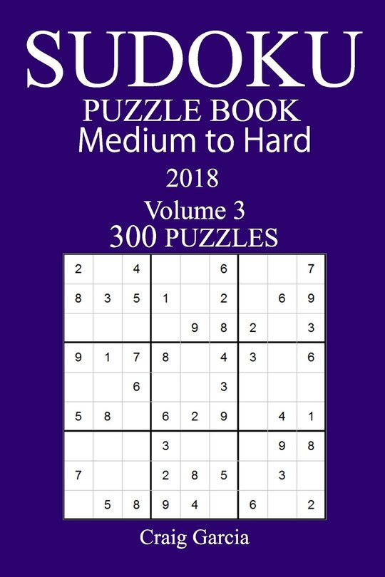 Front cover_300 Medium to Hard Sudoku Puzzle Book 2018