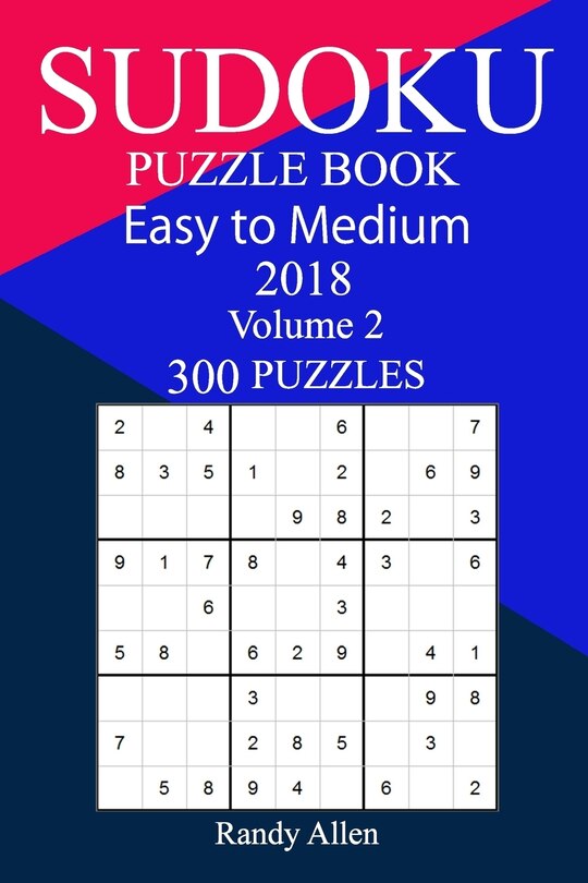 Front cover_300 Easy to Medium Sudoku Puzzle Book 2018