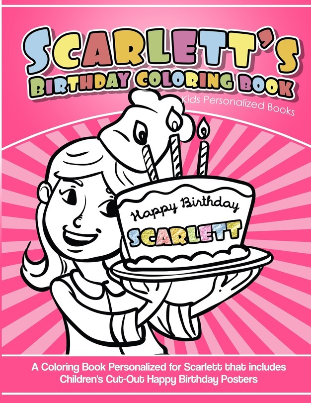 Front cover_Scarlett's Birthday Coloring Book Kids Personalized Books