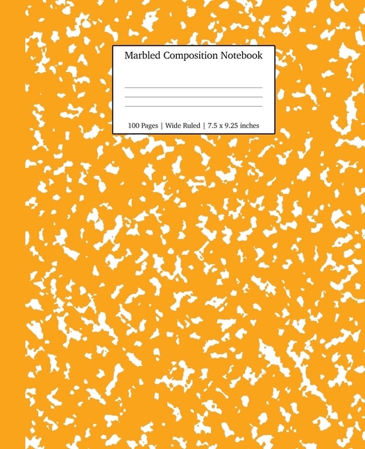 Marbled Composition Notebook: Orange Marble Wide Ruled Paper Subject Book