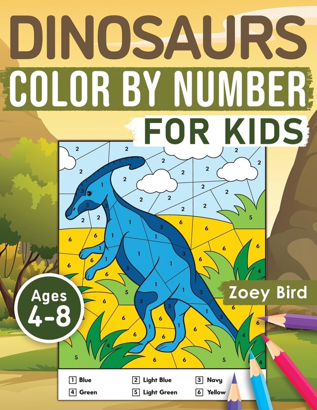 Front cover_Dinosaurs Color by Number for Kids