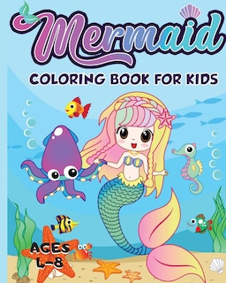 Front cover_Mermaid Coloring Book For Kids Ages 4-8