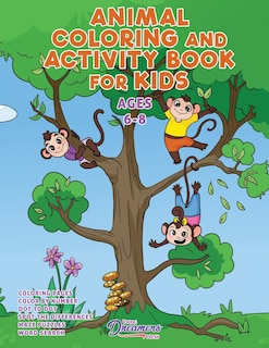 Front cover_Animal Coloring and Activity Book for Kids Ages 6-8