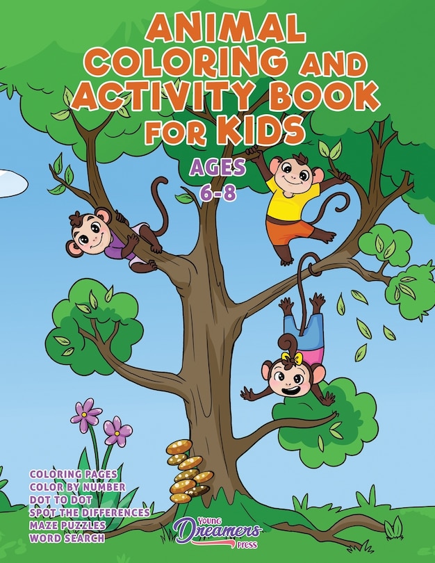 Front cover_Animal Coloring and Activity Book for Kids Ages 6-8