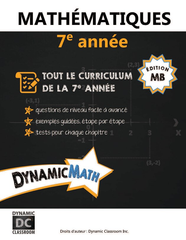 Front cover_Dynamic Math book Manitoba 7e année