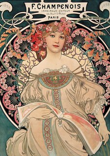 Front cover_Carnet Blanc, Affiche Mucha, Imprimerie Champenois