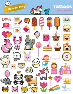 Colle et décore: Tattoos pixels kawaii