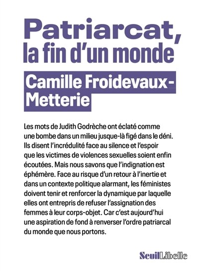 Front cover_Patriarcat, la fin d'un monde