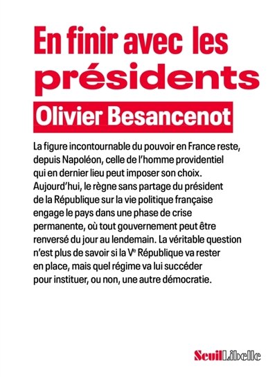 Front cover_En finir avec les présidents
