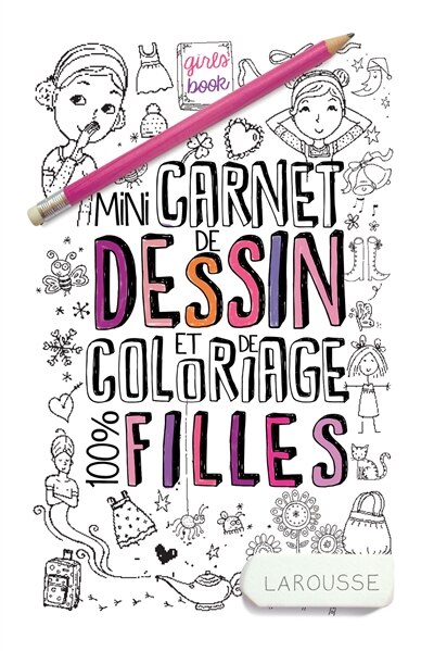 Front cover_Mini-carnet de dessin et de coloriage 100 % filles