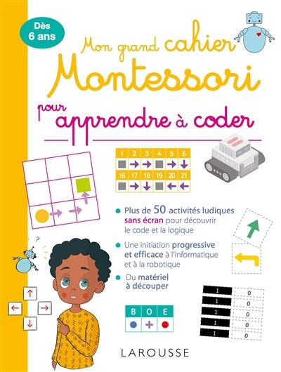 Couverture_Mon grand cahier Montessori pour apprendre à coder