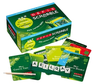 Couverture_Défis Scrabble : s'entraîner au Scrabble en s'amusant ! : 200 cartes-défis