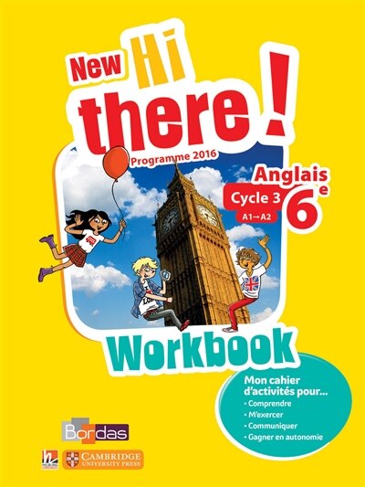 Couverture_New Hi there ! anglais 6e, cycle 3, A1-A2