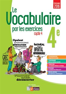 Couverture_Le vocabulaire par les exercices 4e, cycle 4 : programme 2016
