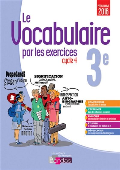 Couverture_Le vocabulaire par les exercices 3e, cycle 4