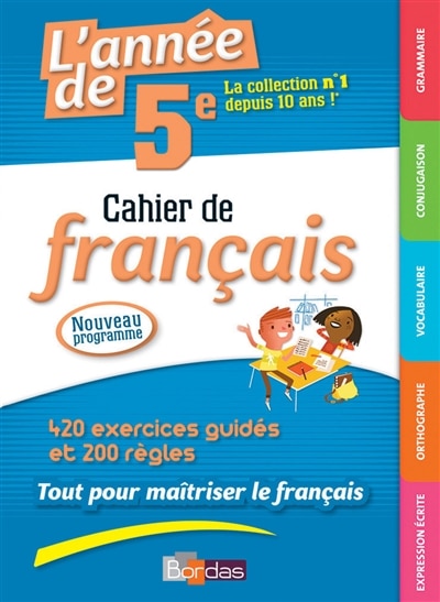 Couverture_L'année de 5e : cahier de français : nouveau programme