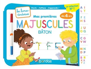 Couverture_Mes premières majuscules bâton, dès 4 ans : j'écris, j'efface, j'apprends !