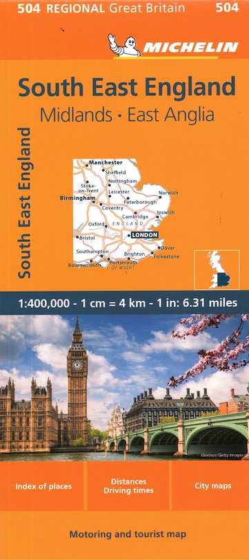 Front cover_Michelin Map Great Britain: England, Southeast, Midlands & East Anglia Map 504