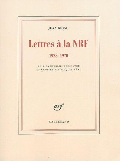 Front cover_Lettres à la NRF