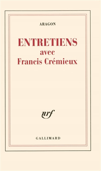 Couverture_Entretiens avec Francis Crémieux