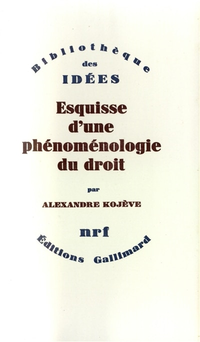 Front cover_Esquisse d'une phénoménologie du droit
