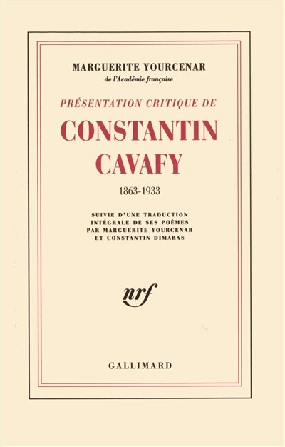 Front cover_Présentation critique de Constantin Cavafy, 1863-1933 ; Poèmes
