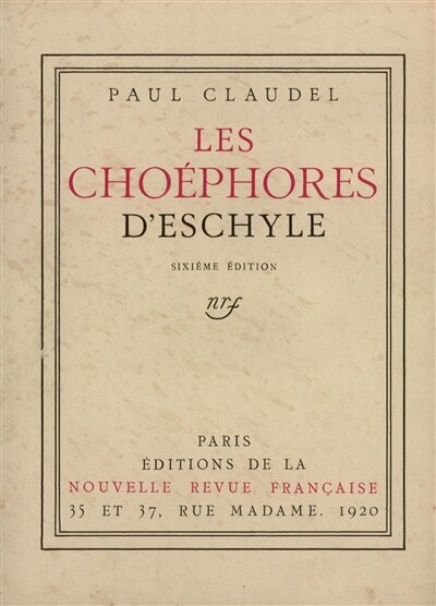 Front cover_Les Choéphores d'Eschyle