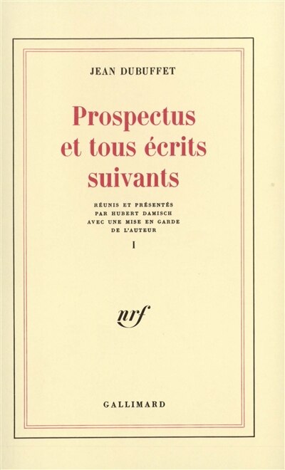 Couverture_Prospectus et tous écrits suivants, Vol. 1