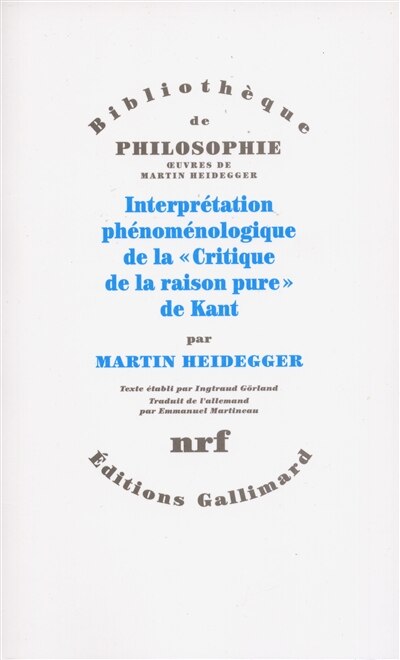 Front cover_Interprétation phénoménologique de la critique de la raison pure, de Kant