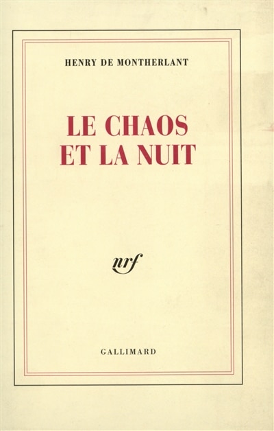 Front cover_Le Chaos et la nuit