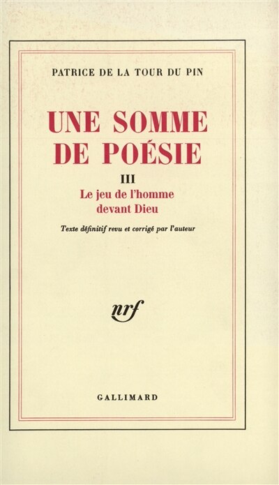 Front cover_Le Jeu de l'homme devant Dieu