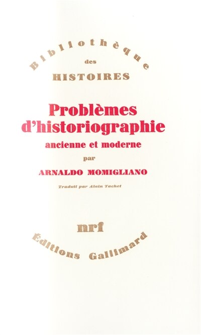 Front cover_Problèmes d'historiographie ancienne et moderne