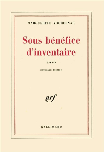 Couverture_Sous bénéfice d'inventaire : essais