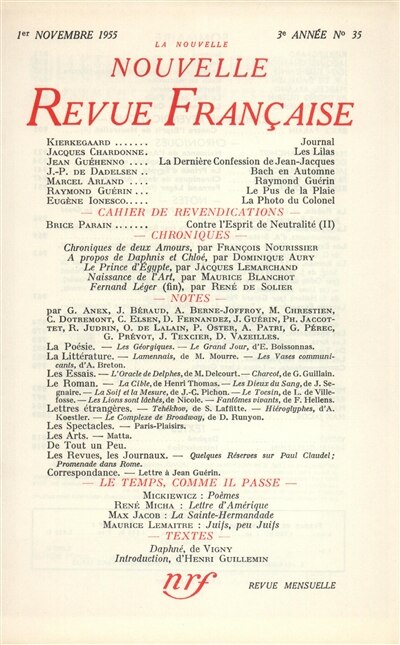 Front cover_Nouvelle revue fran&ccedil;aise, n&deg;35
