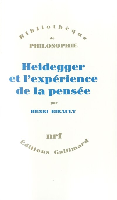 Front cover_Heidegger et l'expérience de la pensée