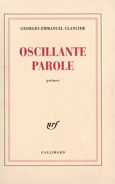Front cover_Oscillante parole : poèmes