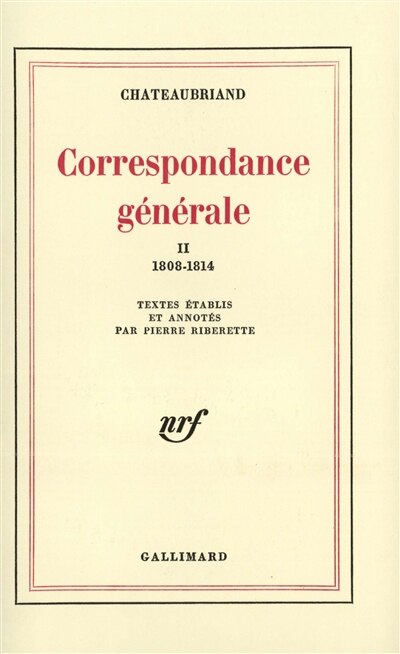 Couverture_Correspondance générale, Vol. 2. 1808-1814